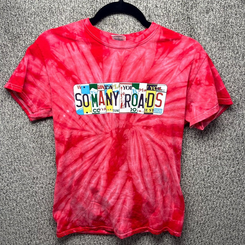 Colortone So Many Roads Dear Mr Fantasy T Shirt Mens S Red Tie Dye Graphic